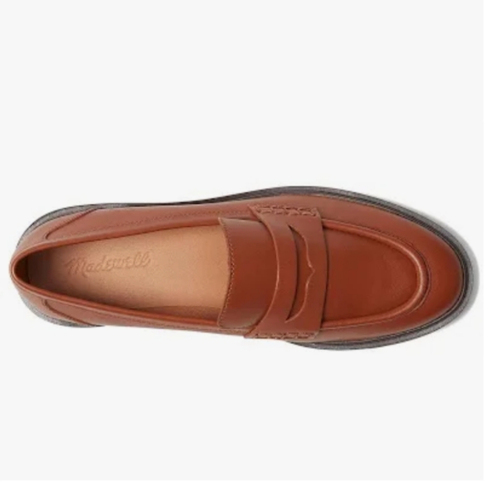Madewell NEW Cognac Vernon Loafers Women's 7 Tan Luggage Leather - Picture 2 of 4